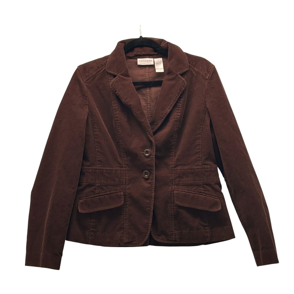 Villager Liz Claiborne Corduroy Blazer‎ Jacket Brown 10
